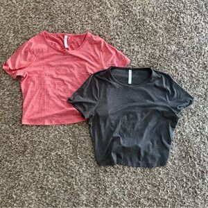 Red and Gray Open Back Workout Tops